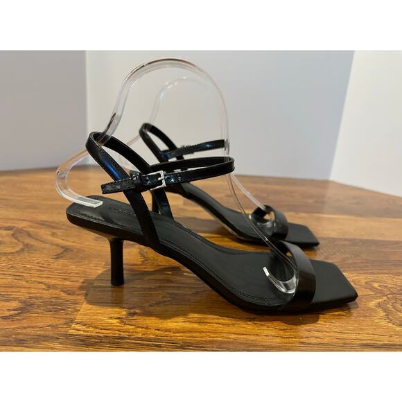 Nordstrom Women's Sydney Leather Ankle Strap Kitten Heel Sandals Black – Sz 7.5 - Picture 3 of 11
